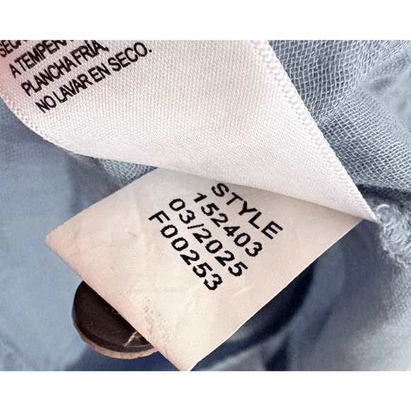 Lucky Brand 100% Cotton Gauze Button Up Casual Shirt Blue Large Short Sleeve - Picture 12 of 12